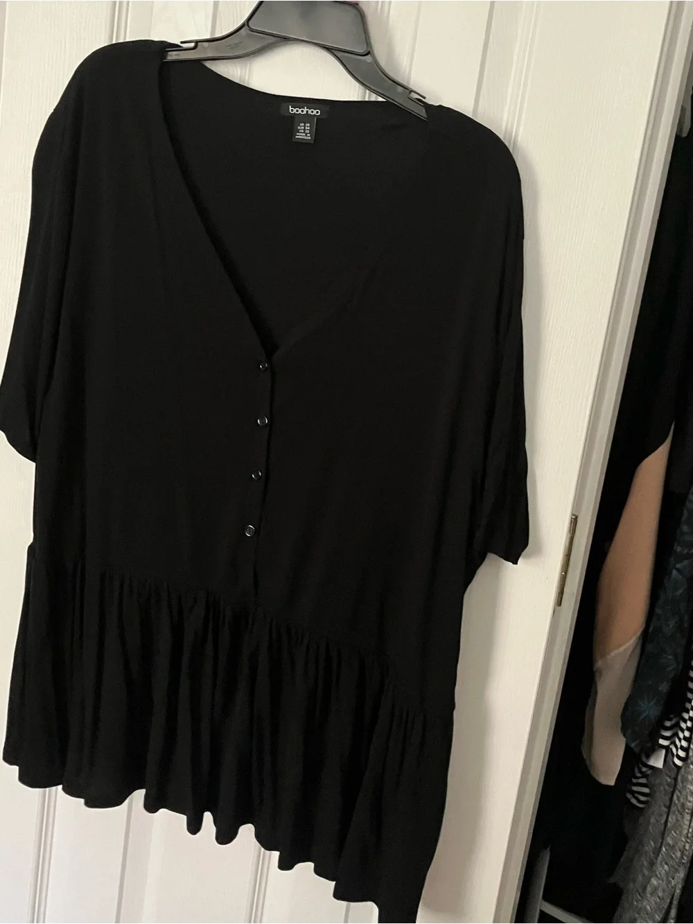Boohoo Black Buttoned Peplum Top